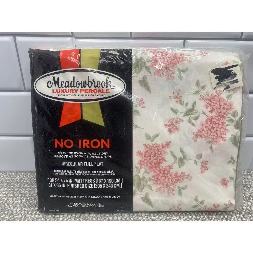 Meadowbrook Sheet Luxury‎ Percale VTG New Full Flat Sheet Made In USA NOS